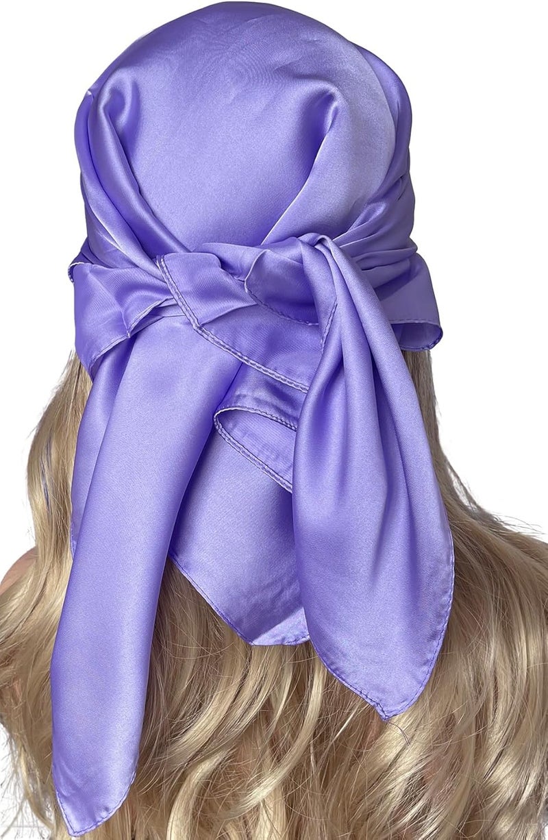 Chung Women's Square Satin Scarf 27.5" Bandanas Solid 50s Retro Neck Scarves Emulation Silk Handbag Hair Ribbons Necktie - Image 3